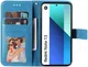 Xiaomi Redmi Note 13 4G Hoesje Bloemen Print Wallet Book Case Blauw afbeelding 2