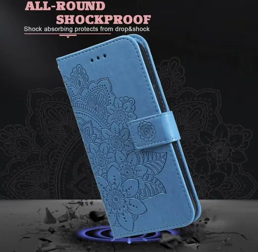 Xiaomi Redmi Note 13 4G Hoesje Bloemen Print Wallet Book Case Blauw afbeelding 4