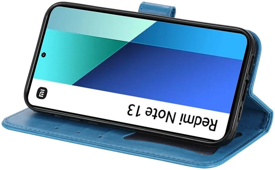 Xiaomi Redmi Note 13 4G Hoesje Bloemen Print Wallet Book Case Blauw afbeelding 7