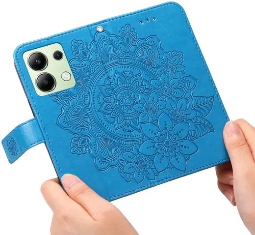 Xiaomi Redmi Note 13 4G Hoesje Bloemen Print Wallet Book Case Blauw afbeelding 9