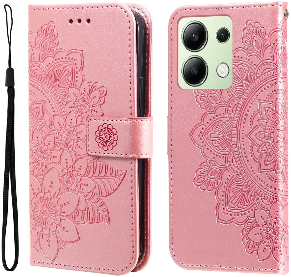 Xiaomi Redmi Note 13 4G Hoesje Bloemen Print Wallet Book Case Roze afbeelding 1