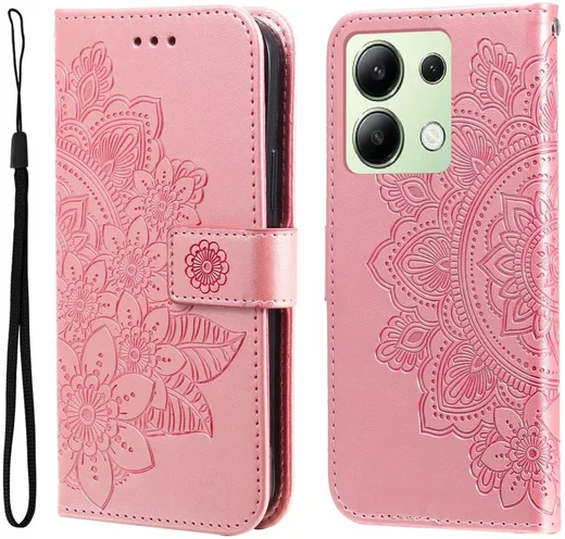 Xiaomi Redmi Note 13 4G Hoesje Bloemen Print Wallet Book Case Roze afbeelding 1