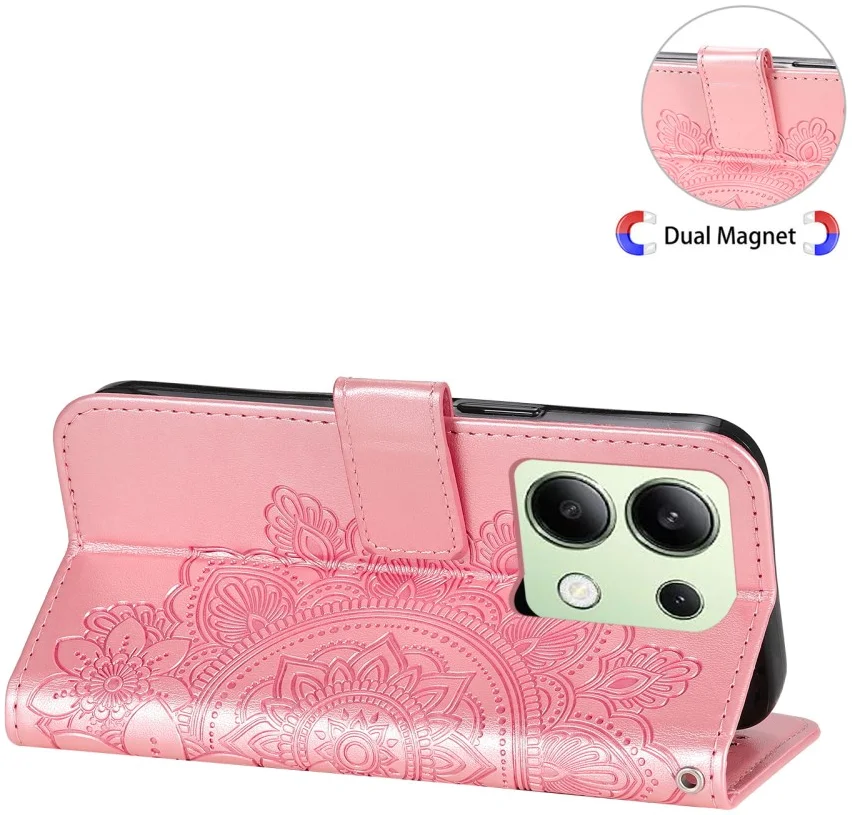 Xiaomi Redmi Note 13 4G Hoesje Bloemen Print Wallet Book Case Roze afbeelding 8