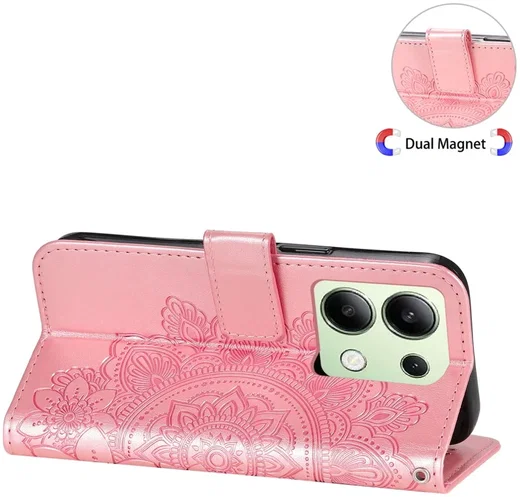 Xiaomi Redmi Note 13 4G Hoesje Bloemen Print Wallet Book Case Roze afbeelding 8