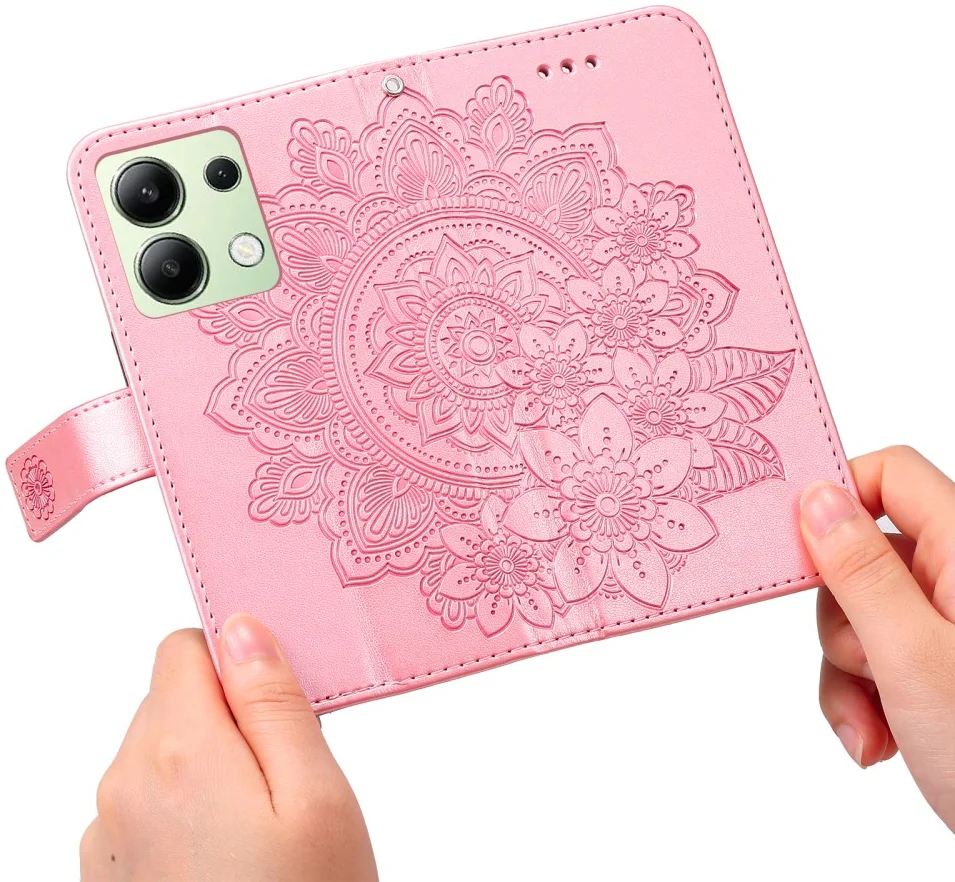 Xiaomi Redmi Note 13 4G Hoesje Bloemen Print Wallet Book Case Roze afbeelding 9