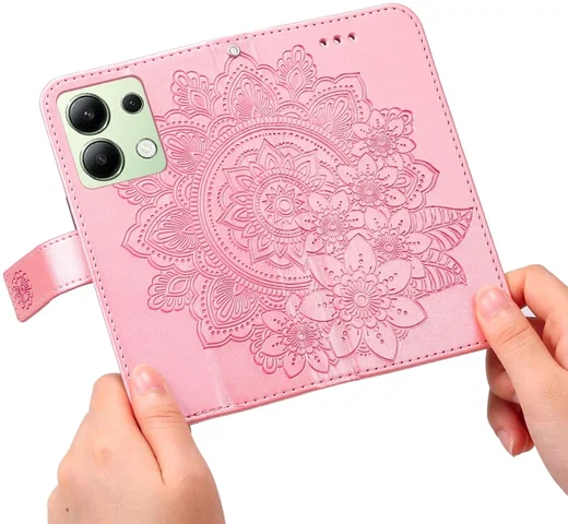 Xiaomi Redmi Note 13 4G Hoesje Bloemen Print Wallet Book Case Roze afbeelding 9
