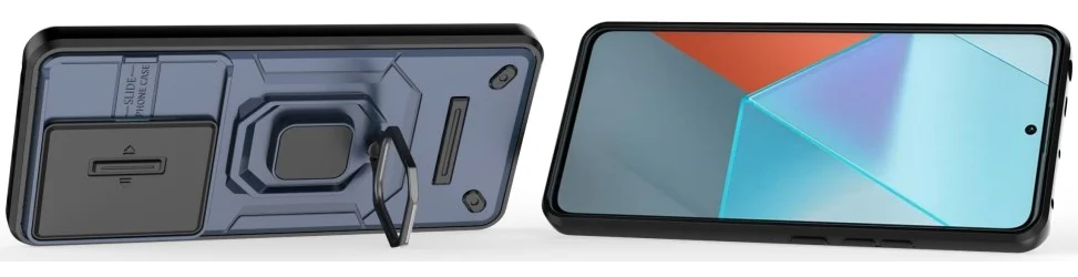 Xiaomi Redmi Note 13 Pro 5G Hoesje met Camera Slider en Kickstand Ring Blauw afbeelding 3