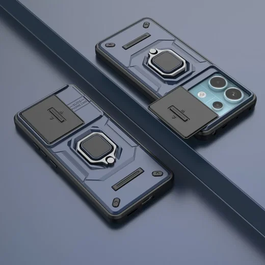 Xiaomi Redmi Note 13 Pro 5G Hoesje met Camera Slider en Kickstand Ring Blauw afbeelding 6