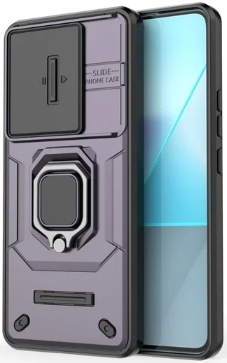 Xiaomi Redmi Note 13 Pro 5G Hoesje met Camera Slider en Kickstand Ring Paars afbeelding 4