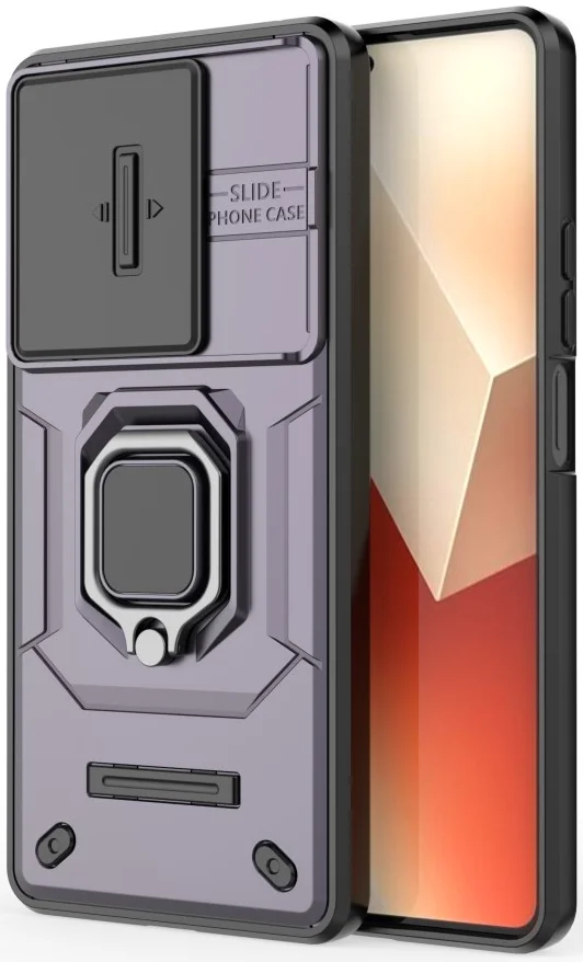 Xiaomi Redmi Note 13 5G Hoesje met Camera Slider en Kickstand Ring Paars afbeelding 5