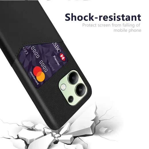 Xiaomi Redmi Note 13 4G Hoesje met Kaarthouder Back Cover Zwart afbeelding 3