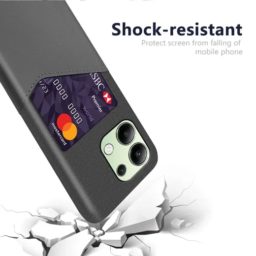 Xiaomi Redmi Note 13 4G Hoesje met Kaarthouder Back Cover Grijs afbeelding 3