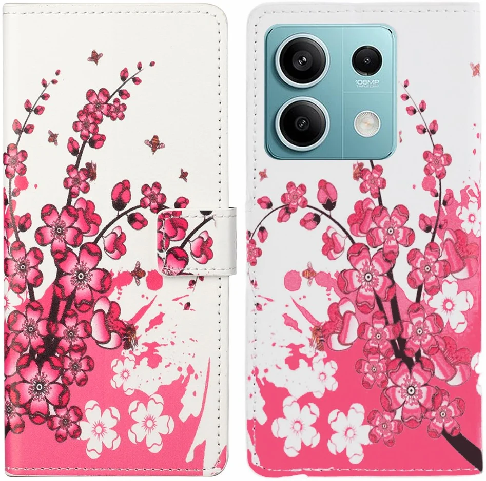 Xiaomi Redmi Note 13 5G Hoesje Portemonnee Book Case Bloemen Print afbeelding 1