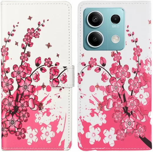 Xiaomi Redmi Note 13 5G Hoesje Portemonnee Book Case Bloemen Print afbeelding 1