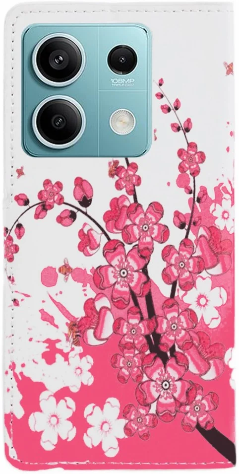Xiaomi Redmi Note 13 5G Hoesje Portemonnee Book Case Bloemen Print afbeelding 5