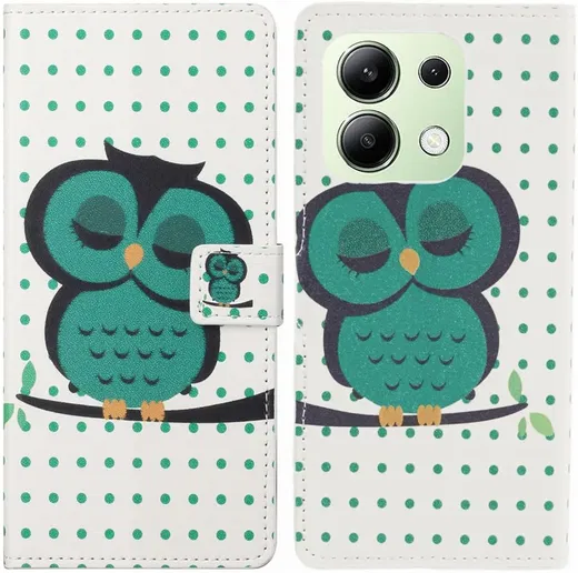 Xiaomi Redmi Note 13 4G Hoesje Portemonnee Book Case Uil Print afbeelding 1