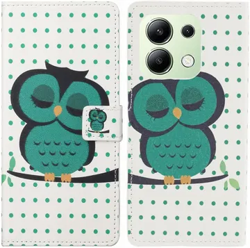 Xiaomi Redmi Note 13 4G Hoesje Portemonnee Book Case Uil Print