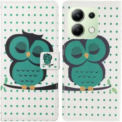 Xiaomi Redmi Note 13 4G Hoesje Portemonnee Book Case Uil Print afbeelding