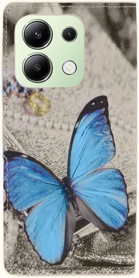 Xiaomi Redmi Note 13 4G Hoesje Portemonnee Book Case Vlinder Print afbeelding 4