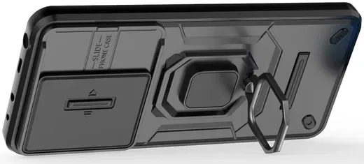 Xiaomi Redmi Note 13 4G Hoesje met Camera Slider en Kickstand Ring Zwart afbeelding 4