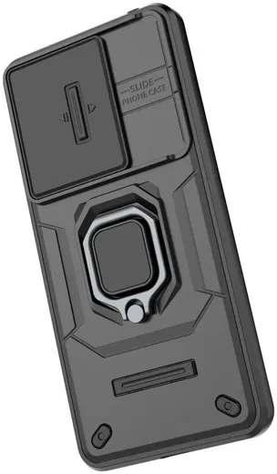 Xiaomi Redmi Note 13 4G Hoesje met Camera Slider en Kickstand Ring Zwart afbeelding 6