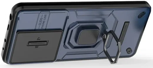 Xiaomi Redmi Note 13 4G Hoesje met Camera Slider en Kickstand Ring Blauw afbeelding 3