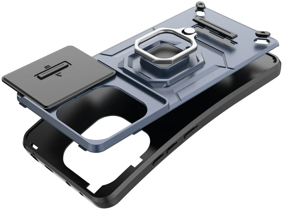 Xiaomi Redmi Note 13 4G Hoesje met Camera Slider en Kickstand Ring Blauw afbeelding 7