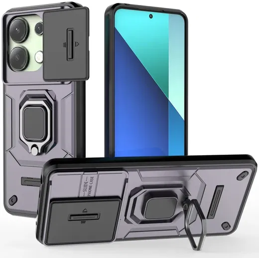 Xiaomi Redmi Note 13 4G Hoesje met Camera Slider en Kickstand Ring Paars afbeelding 1