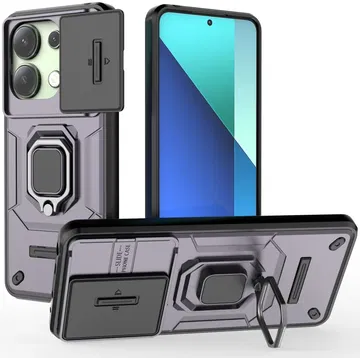 Xiaomi Redmi Note 13 4G Hoesje met Camera Slider en Kickstand Ring Paars