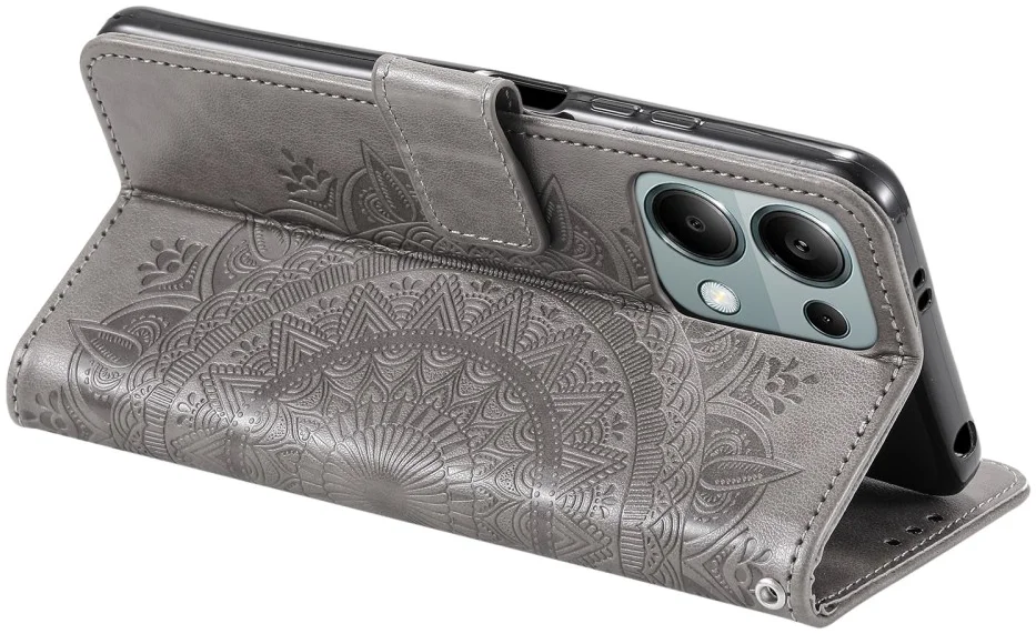 Xiaomi Redmi Note 13 Pro 4G/Poco M6 Pro 4G Hoesje Mandala Print Book Case Grijs afbeelding 4