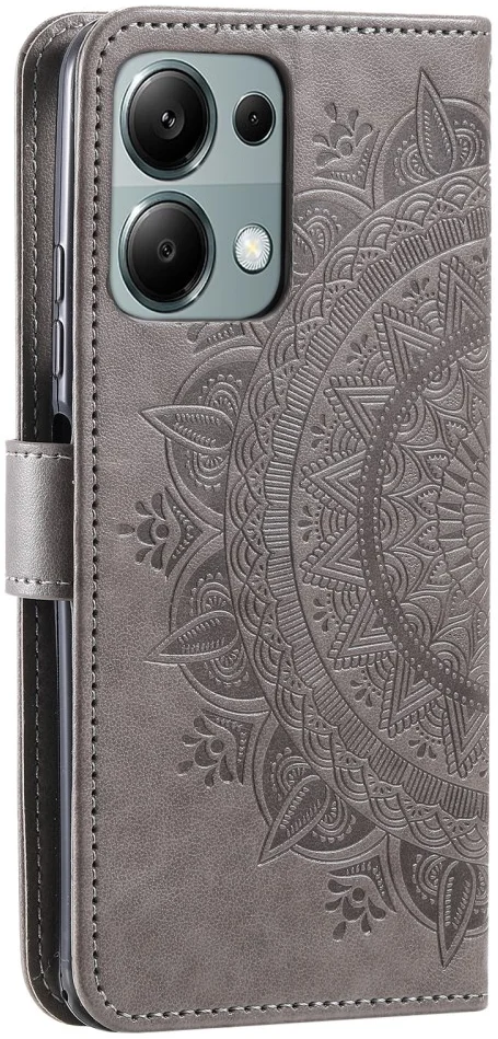 Xiaomi Redmi Note 13 Pro 4G/Poco M6 Pro 4G Hoesje Mandala Print Book Case Grijs afbeelding 5