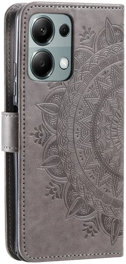 Xiaomi Redmi Note 13 Pro 4G/Poco M6 Pro 4G Hoesje Mandala Print Book Case Grijs afbeelding 5
