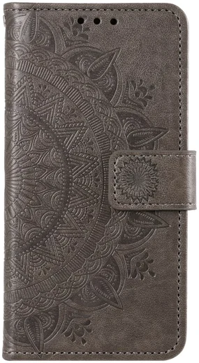 Xiaomi Redmi Note 13 Pro 4G/Poco M6 Pro 4G Hoesje Mandala Print Book Case Grijs afbeelding 6