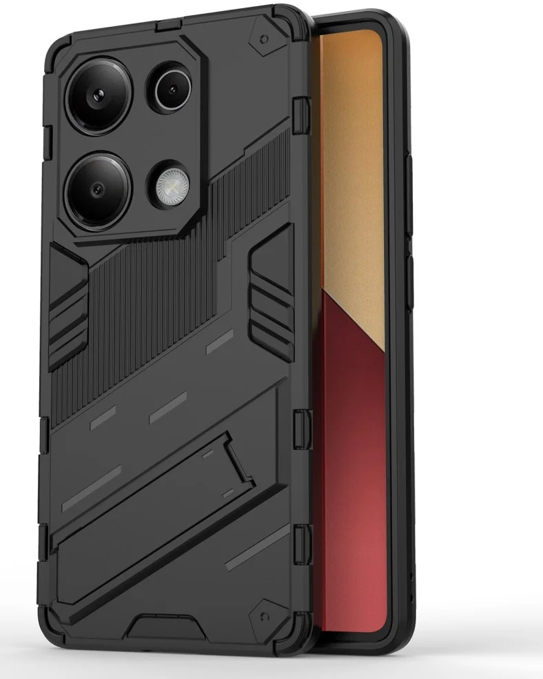 Xiaomi Redmi Note 13 Pro 4G Hoesje Shockproof Kickstand Back Cover Zwart afbeelding 1