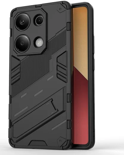 Xiaomi Redmi Note 13 Pro 4G Hoesje Shockproof Kickstand Back Cover Zwart afbeelding 1