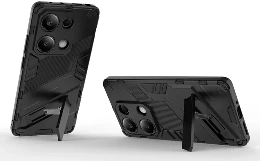 Xiaomi Redmi Note 13 Pro 4G Hoesje Shockproof Kickstand Back Cover Zwart afbeelding 2