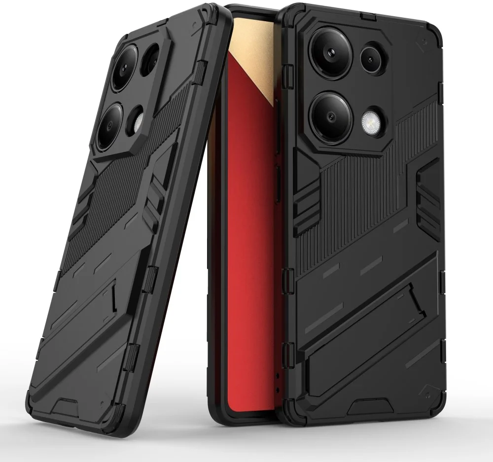 Xiaomi Redmi Note 13 Pro 4G Hoesje Shockproof Kickstand Back Cover Zwart afbeelding 4