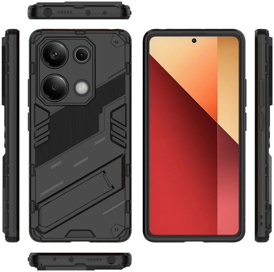 Xiaomi Redmi Note 13 Pro 4G Hoesje Shockproof Kickstand Back Cover Zwart afbeelding 7