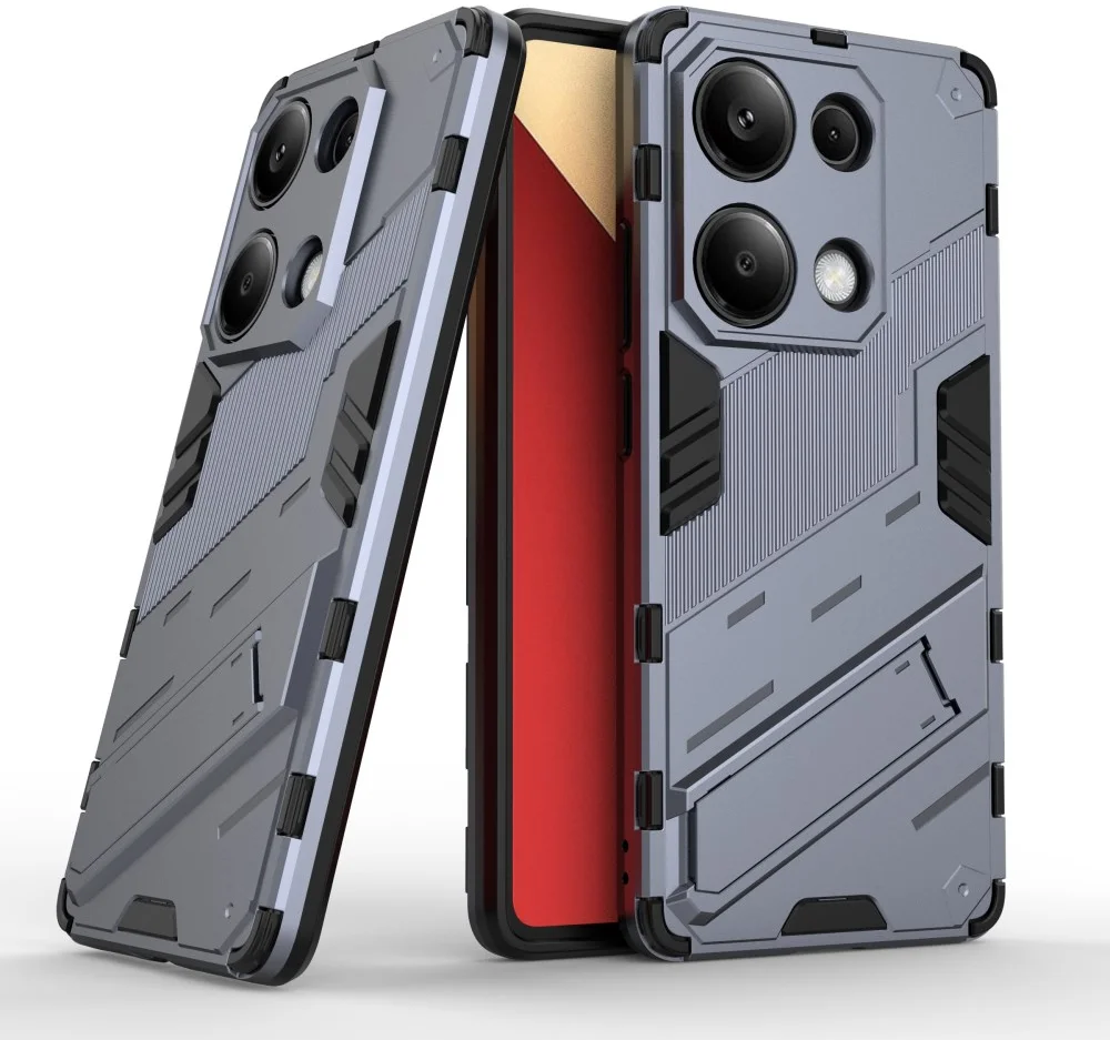 Xiaomi Redmi Note 13 Pro 4G Hoesje Shockproof Kickstand Back Cover Blauw afbeelding 4
