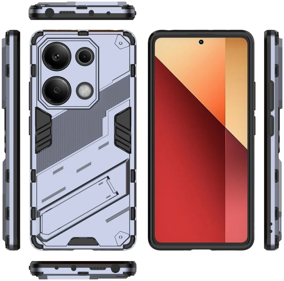 Xiaomi Redmi Note 13 Pro 4G Hoesje Shockproof Kickstand Back Cover Blauw afbeelding 7