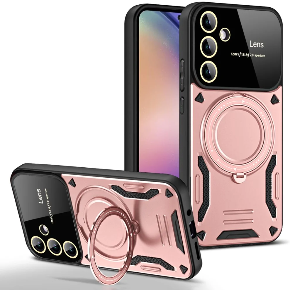 Samsung Galaxy A35 Hoesje met MagSafe Kickstand Back Cover Roze afbeelding 1
