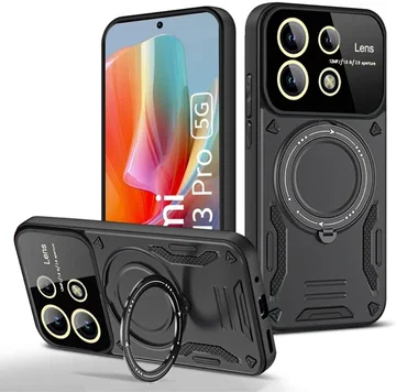 Xiaomi Redmi Note 13 Pro 5G / Poco X6 Hoesje MagSafe Kickstand Back Cover Zwart