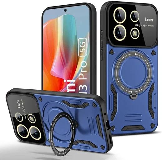 Xiaomi Redmi Note 13 Pro 5G / Poco X6 Hoesje MagSafe Kickstand Back Cover Blauw afbeelding 1