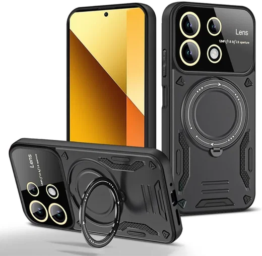 Xiaomi Redmi Note 13 5G Hoesje met MagSafe Kickstand Back Cover Zwart afbeelding 1