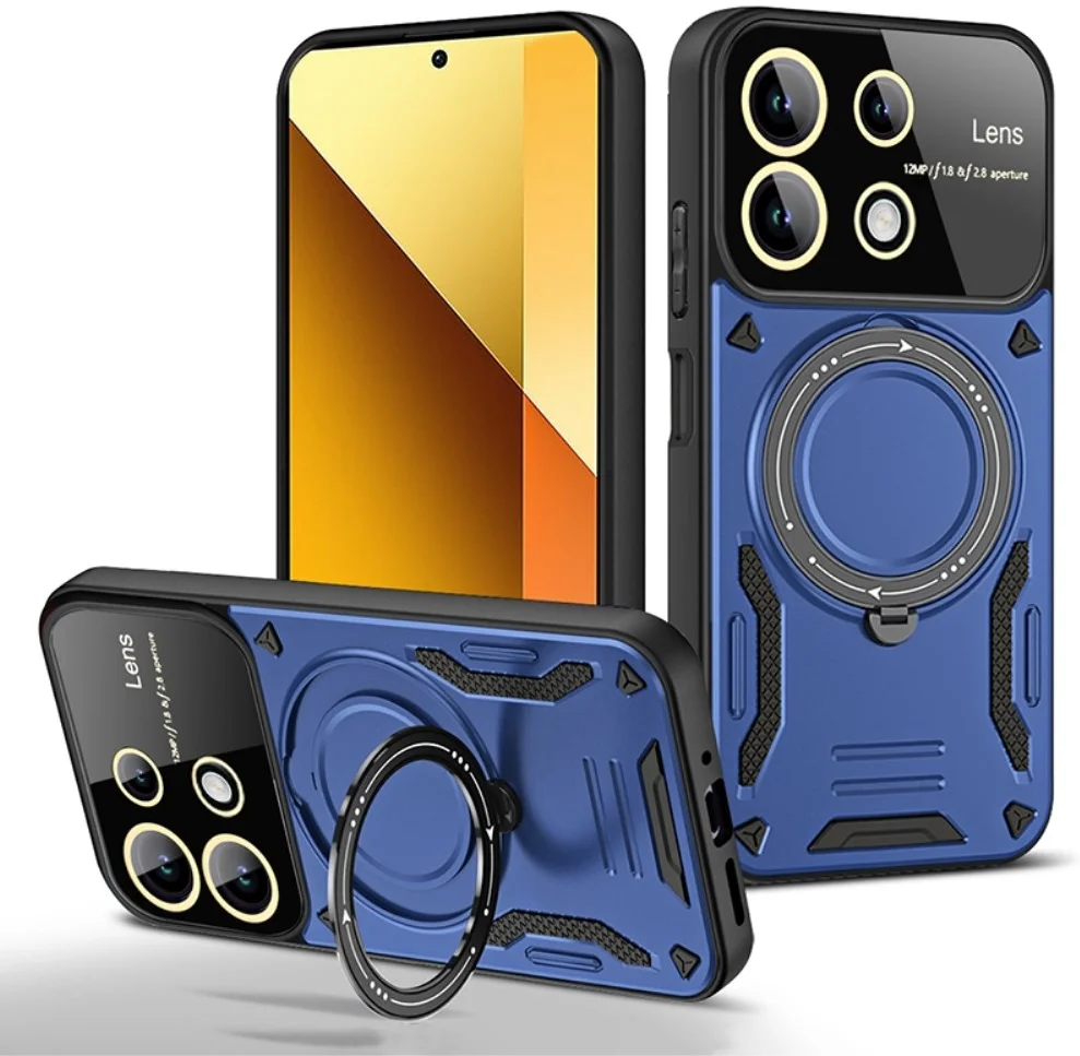 Xiaomi Redmi Note 13 4G Hoesje met MagSafe Kickstand Back Cover Blauw afbeelding 1