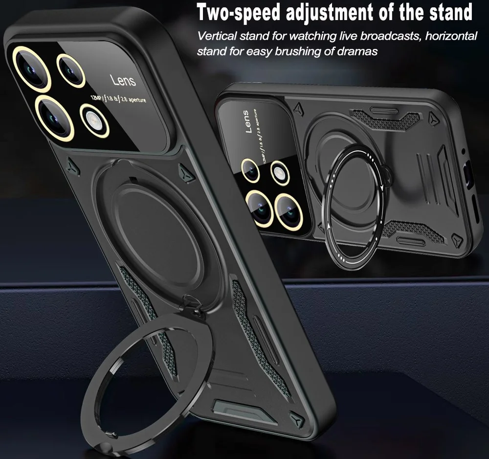 Xiaomi Redmi Note 13 4G Hoesje met MagSafe Kickstand Back Cover Blauw afbeelding 4