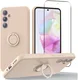 Samsung Galaxy A35 Hoesje Siliconen Kickstand Roze + Tempered Glass afbeelding 1