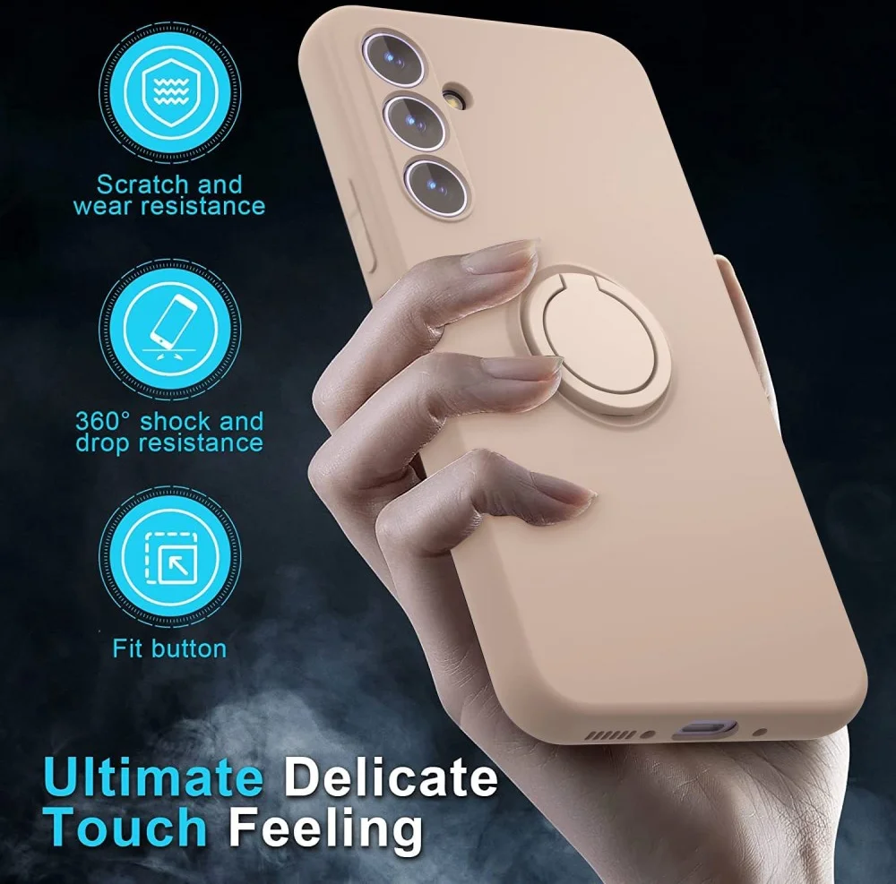 Samsung Galaxy A35 Hoesje Siliconen Kickstand Roze + Tempered Glass afbeelding 2