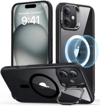 ESR Classic Hybrid MagSafe Apple iPhone 16 Hoesje met Stand Transparant Zwart