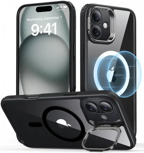 ESR Classic Hybrid MagSafe Apple iPhone 16 Plus Hoesje met Stand Clear Zwart afbeelding 1